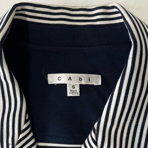 Cabi Navy Blue White Size Small Striped Life Jacket Gold Button Blazer Jacket - Picture 5 of 7